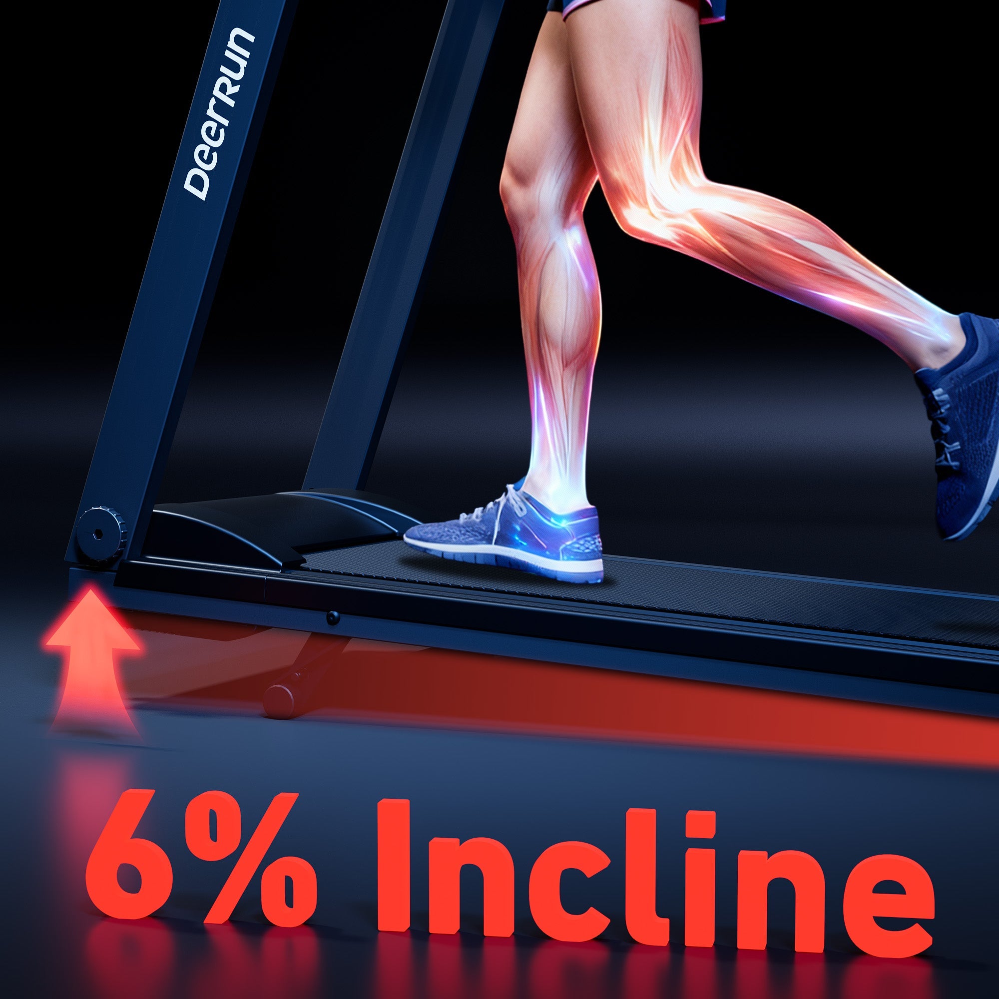 DeerRun All-New 2026 A1 Pro Move+ Smart Foldable Treadmill with 6% Incline & NFC | 350Lbs, 10mph, Black