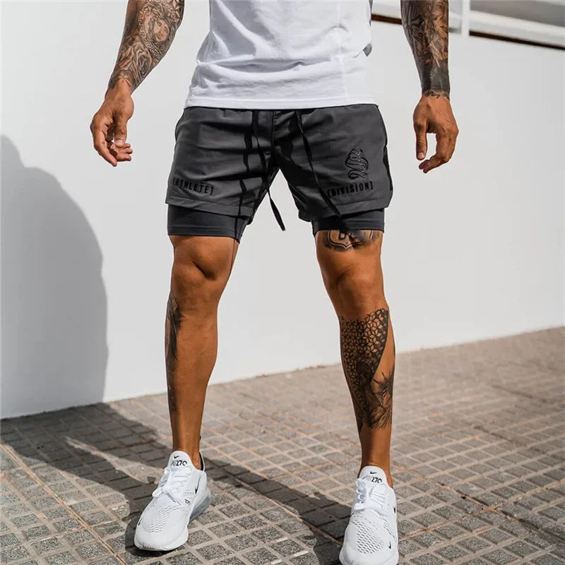 Men’s 2-in-1 Quick-Dry Gym Running Shorts