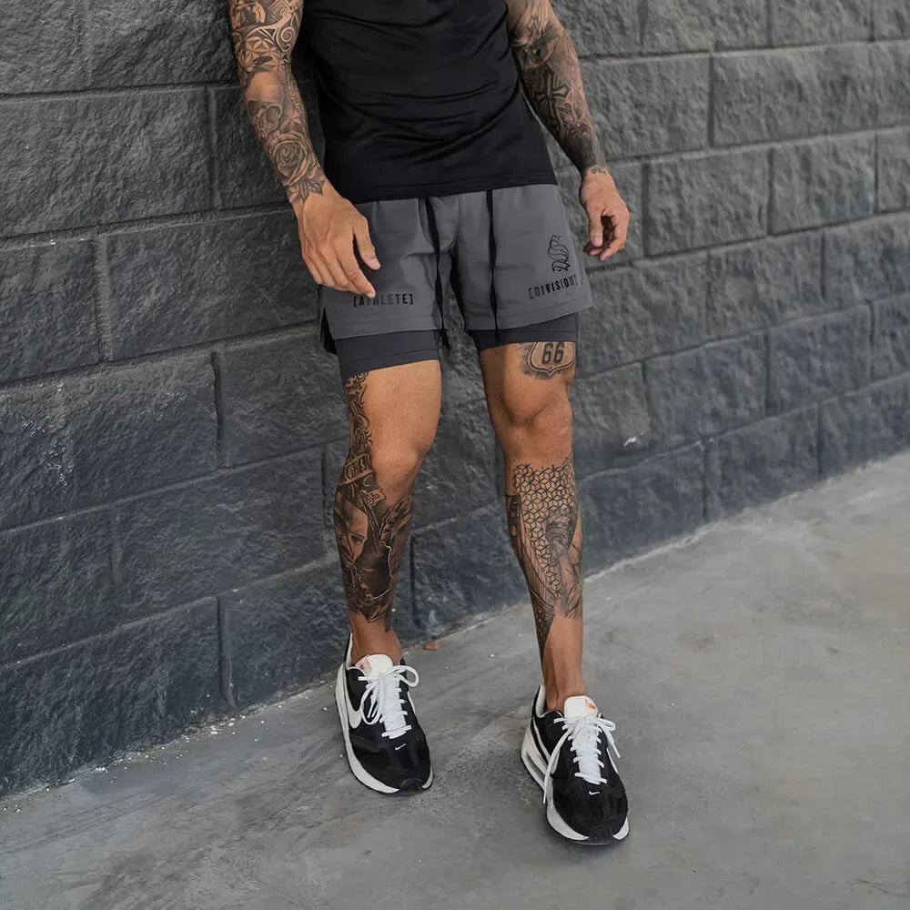 Men’s 2-in-1 Quick-Dry Gym Running Shorts