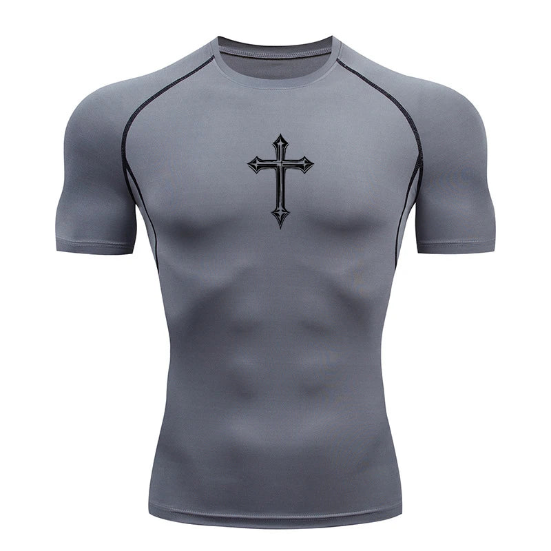 Cross Print Men's Compression Shirt – Christian Athletic Tee