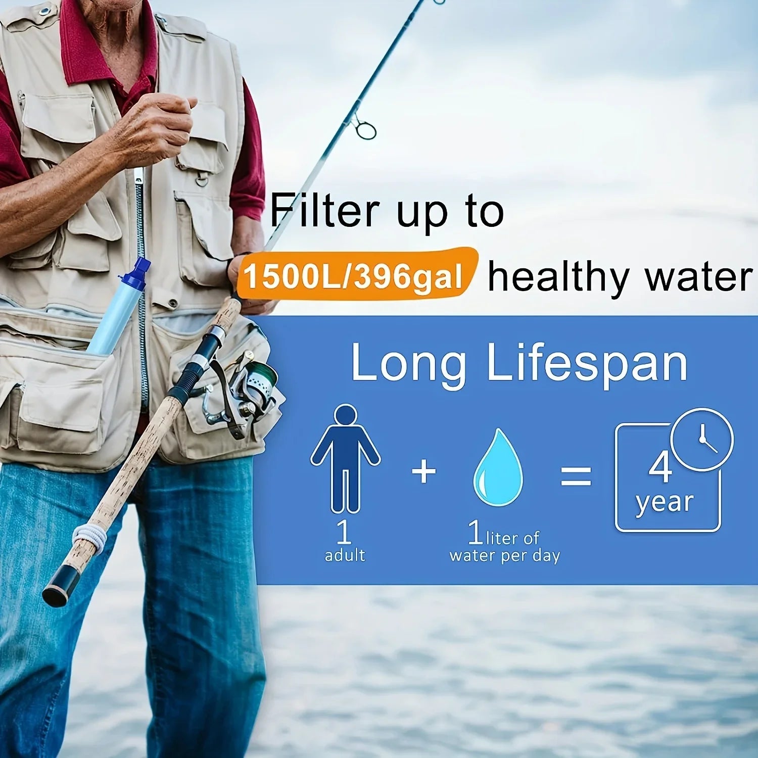 10,000 Gallon Ultra-Light 4-Stage Portable Water Filter Straw