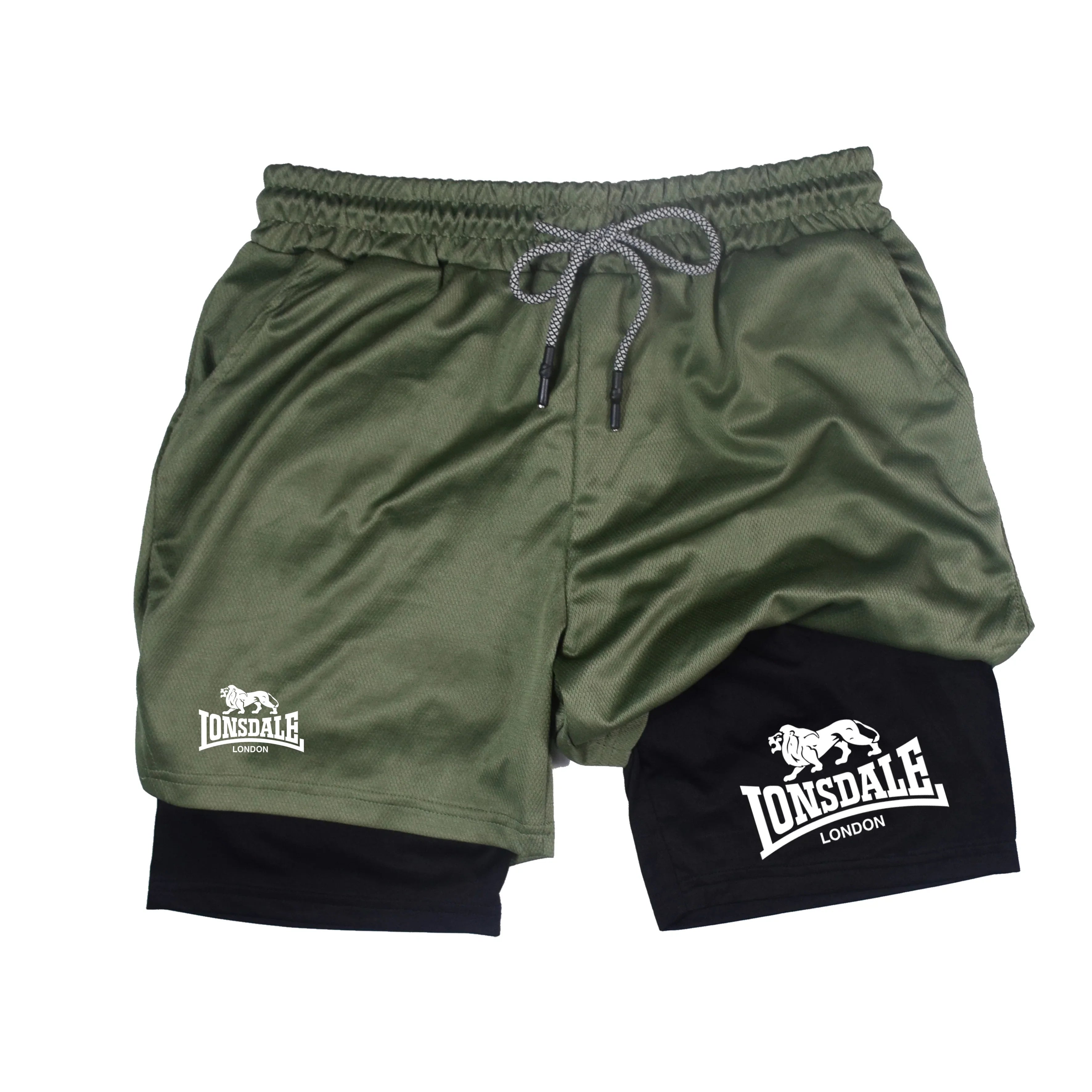 2-in-1 Men's Running Compression Shorts with Phone Pocket