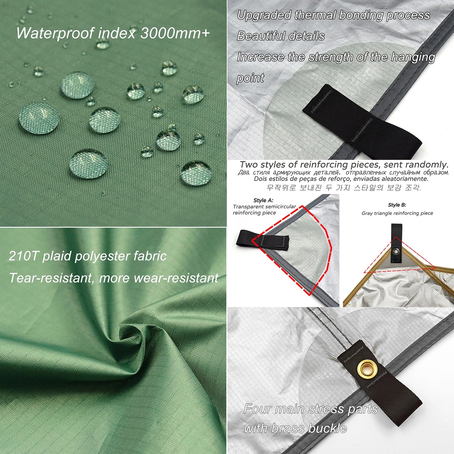 Waterproof Camping Tent Tarp with 19 Hang Points