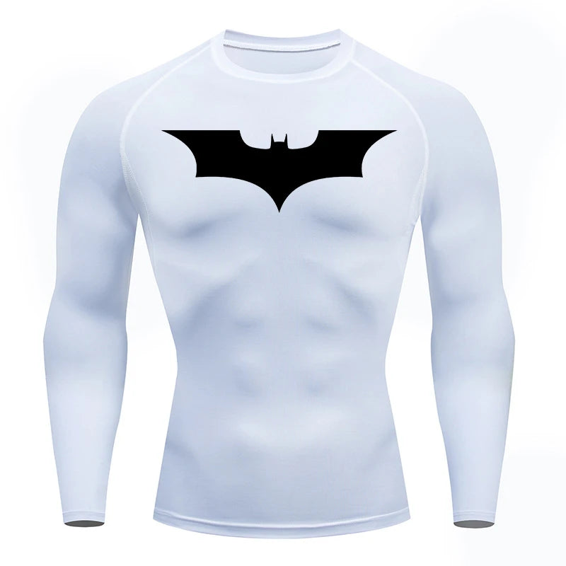 Bat Print Men’s Long Sleeve Compression Shirt | Quick Dry Athletic Rash Guard for Gym & TrainingBat Print Long Sleeve Compression Shirts for Men Gym Workout Running Tees Athletic Quick Dry Tshirts Tops Rash Guard Baselayers