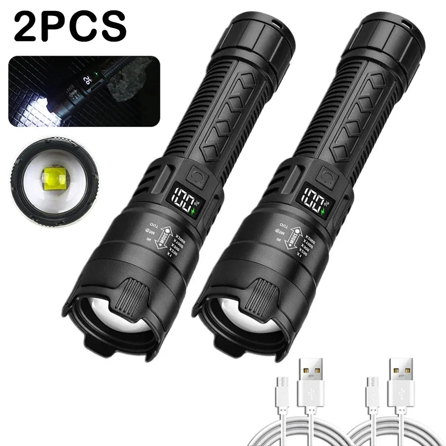 High Power 2000LM LED USB Rechargeable Tactical Flashlight