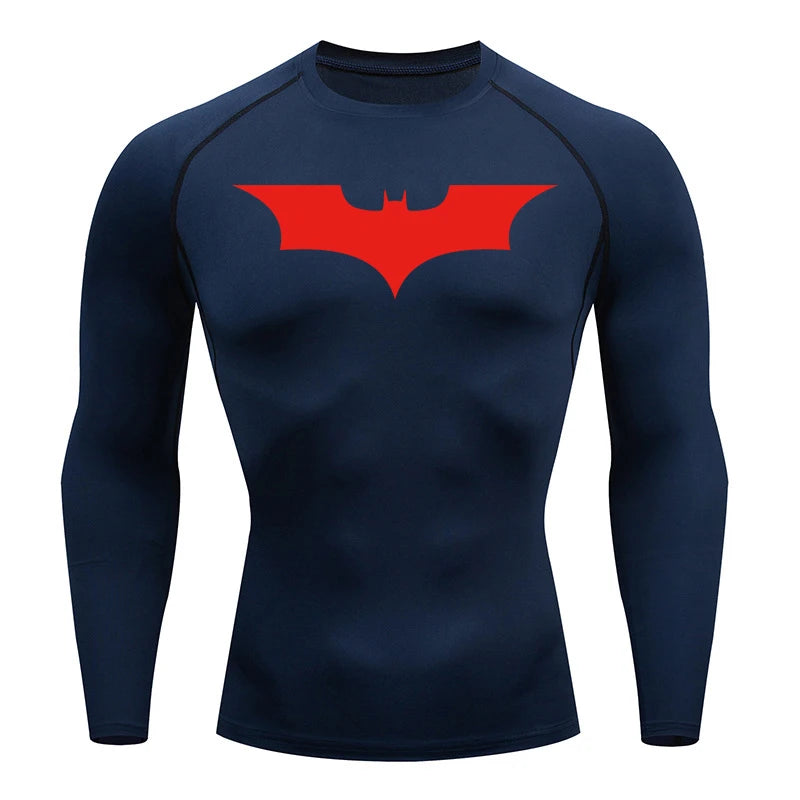 Bat Print Men’s Long Sleeve Compression Shirt | Quick Dry Athletic Rash Guard for Gym & TrainingBat Print Long Sleeve Compression Shirts for Men Gym Workout Running Tees Athletic Quick Dry Tshirts Tops Rash Guard Baselayers