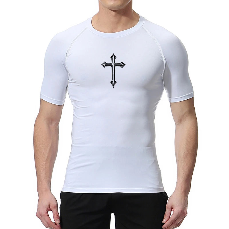 Cross Print Men's Compression Shirt – Christian Athletic Tee