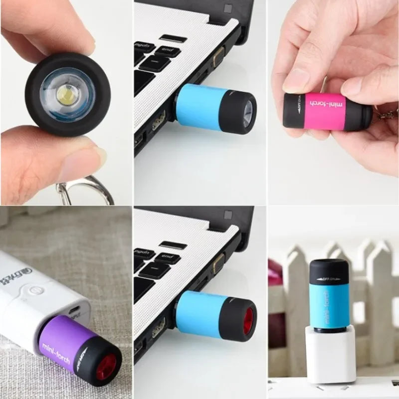 LED Micro USB Rechargeable Keychain Flashlight