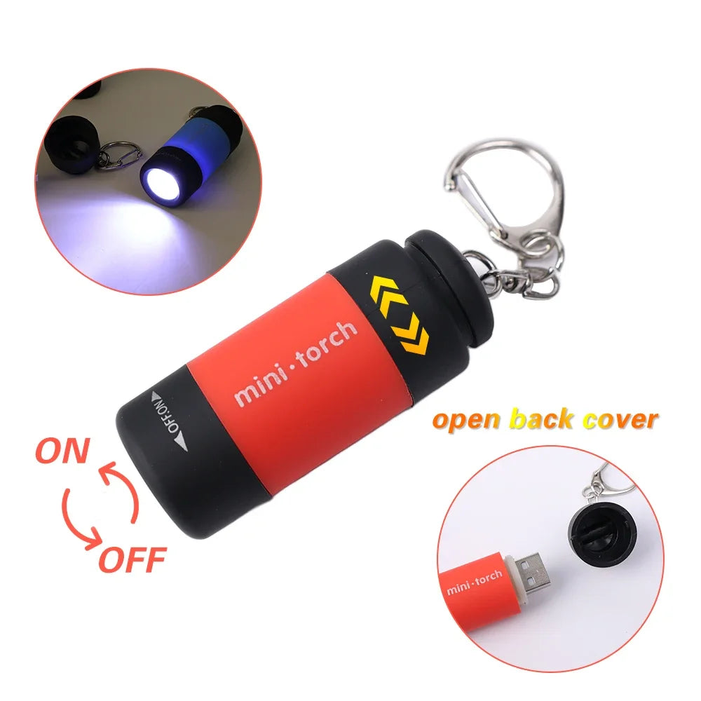 LED Micro USB Rechargeable Keychain Flashlight