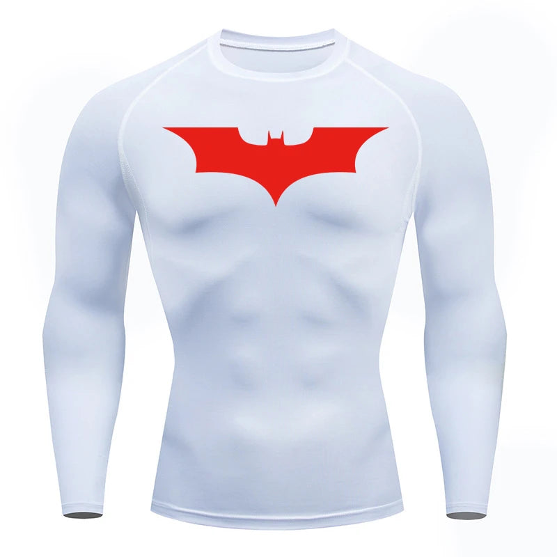 Bat Print Men’s Long Sleeve Compression Shirt | Quick Dry Athletic Rash Guard for Gym & TrainingBat Print Long Sleeve Compression Shirts for Men Gym Workout Running Tees Athletic Quick Dry Tshirts Tops Rash Guard Baselayers