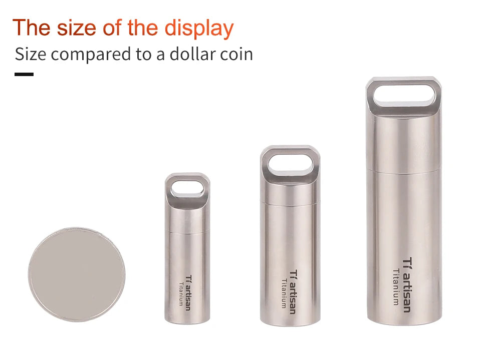 Tiartisan Titanium Mini Waterproof Pill Box Keychain