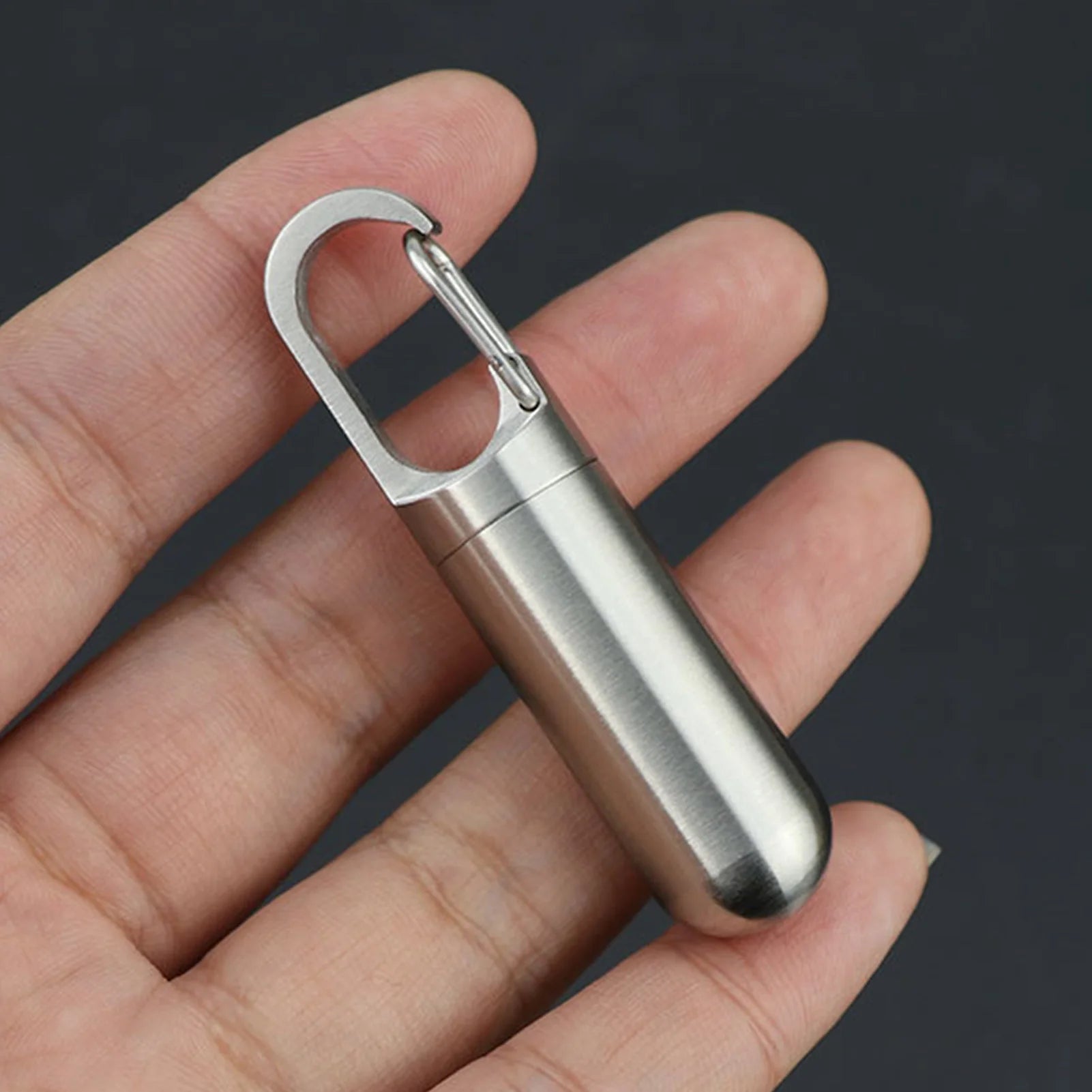 Portable Stainless Steel Medicine Container Keychain