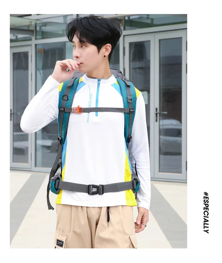 70L Nylon Hiking Backpack with Rain Cover