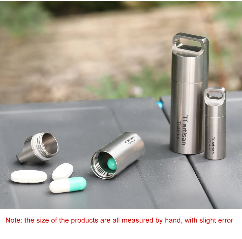Tiartisan Titanium Mini Waterproof Pill Box Keychain
