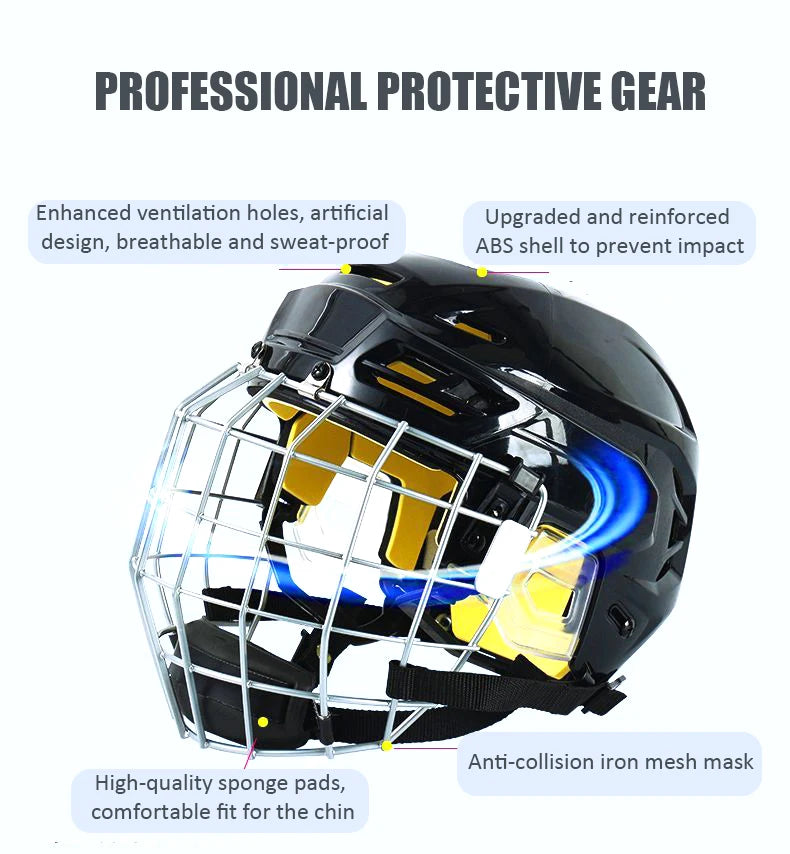 Adjustable Ice Hockey Helmet with Full Face Mask