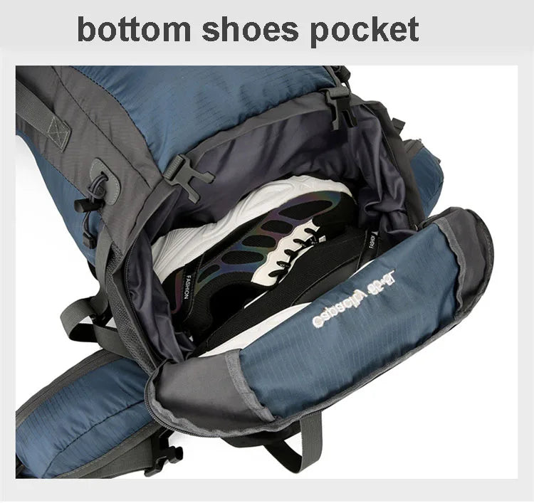 70L Nylon Hiking Backpack with Rain Cover