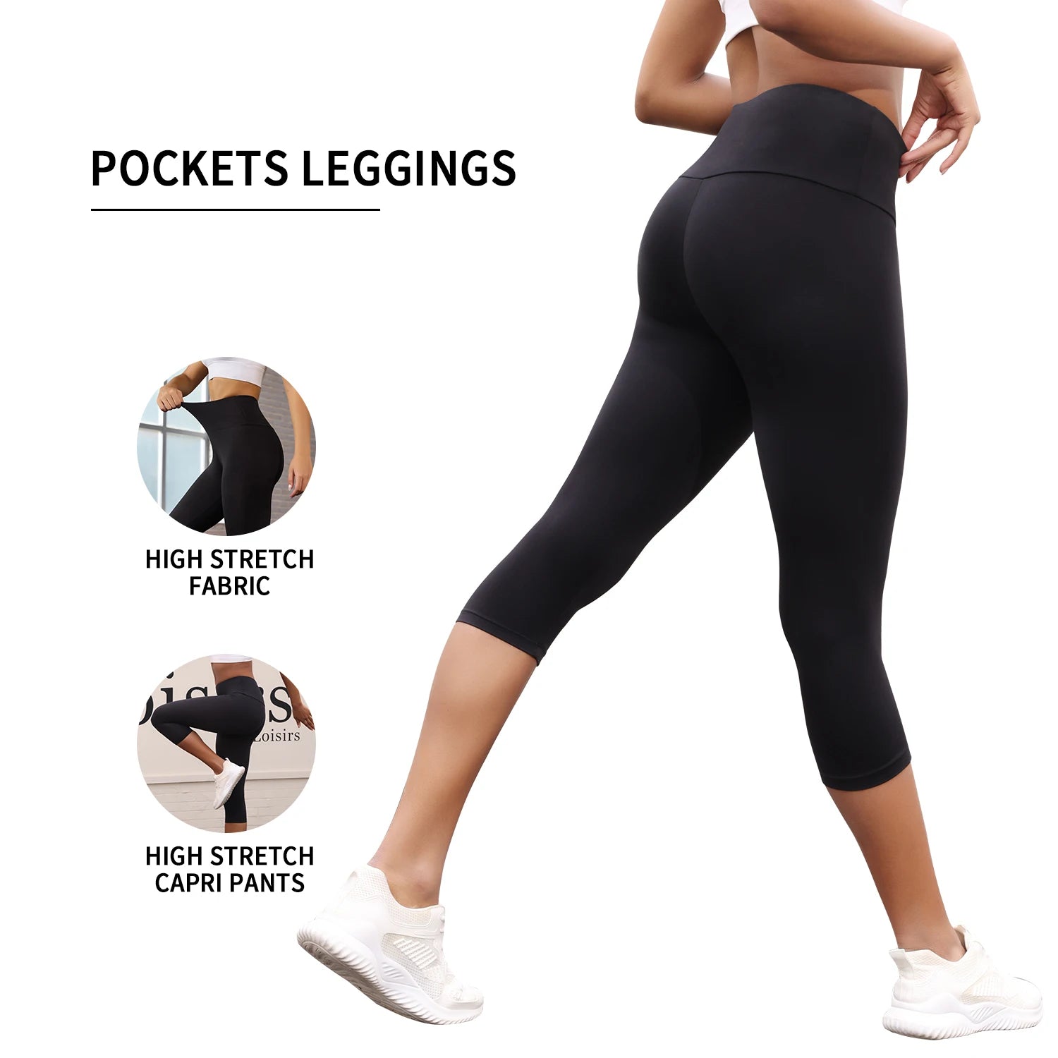 Women's High Waisted Capri Workout Leggings