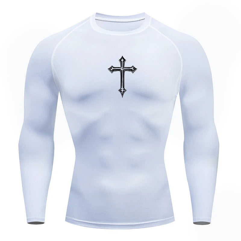 Cross Print Men's Compression Shirt – Christian Athletic Tee