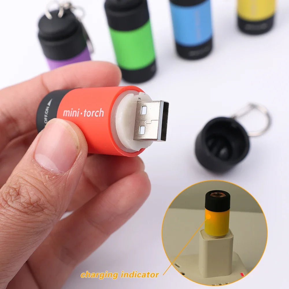 LED Micro USB Rechargeable Keychain Flashlight