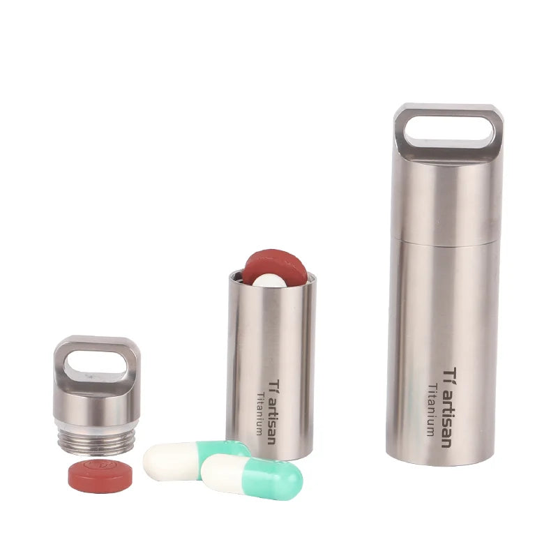 Tiartisan Titanium Mini Waterproof Pill Box Keychain