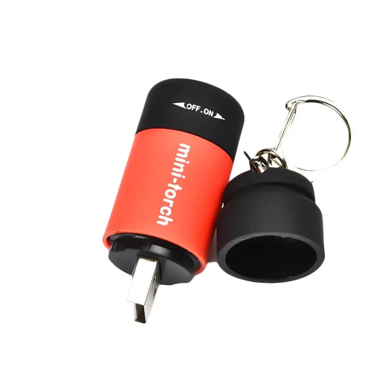 LED Micro USB Rechargeable Keychain Flashlight