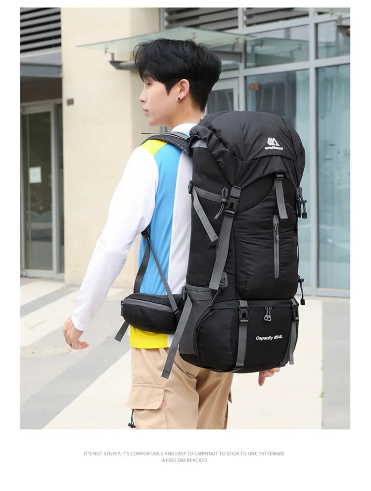 70L Nylon Hiking Backpack with Rain Cover