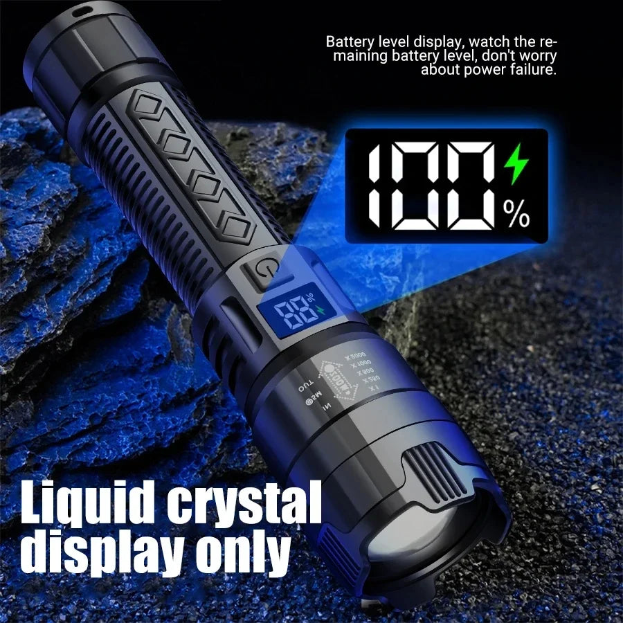 High Power 2000LM LED USB Rechargeable Tactical Flashlight