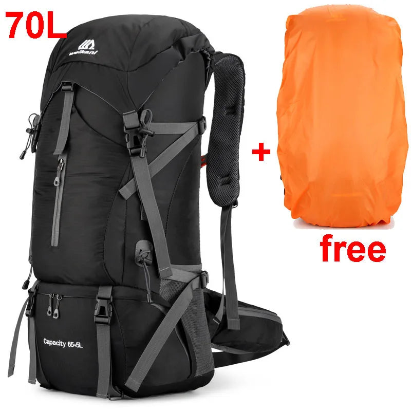 70L Nylon Hiking Backpack with Rain Cover