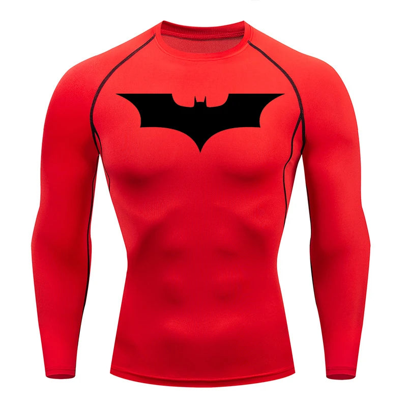 Bat Print Men’s Long Sleeve Compression Shirt | Quick Dry Athletic Rash Guard for Gym & TrainingBat Print Long Sleeve Compression Shirts for Men Gym Workout Running Tees Athletic Quick Dry Tshirts Tops Rash Guard Baselayers
