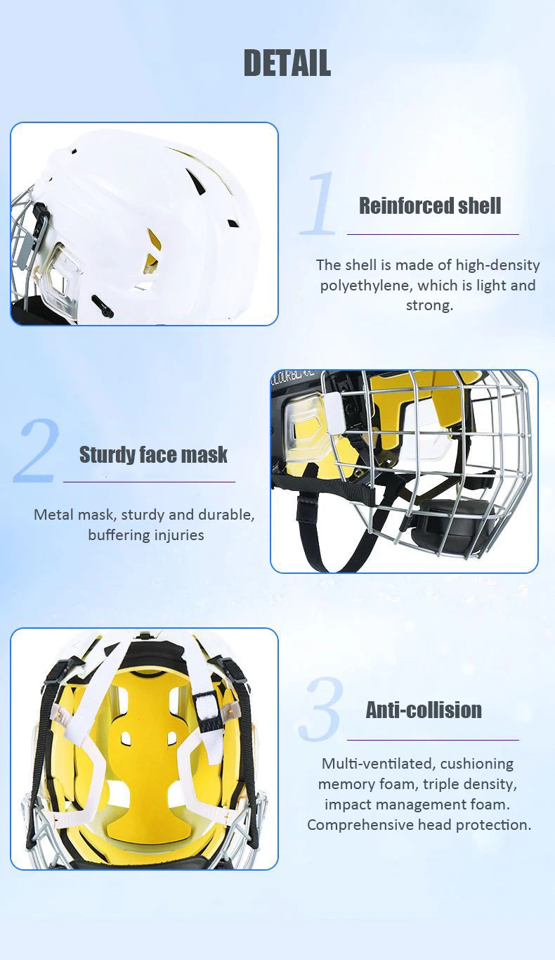 Adjustable Ice Hockey Helmet with Full Face Mask