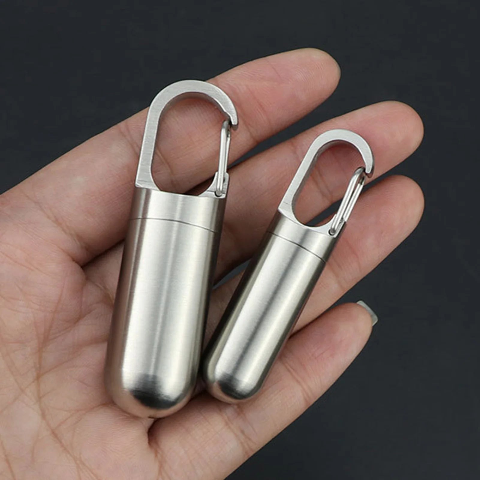 Portable Stainless Steel Medicine Container Keychain