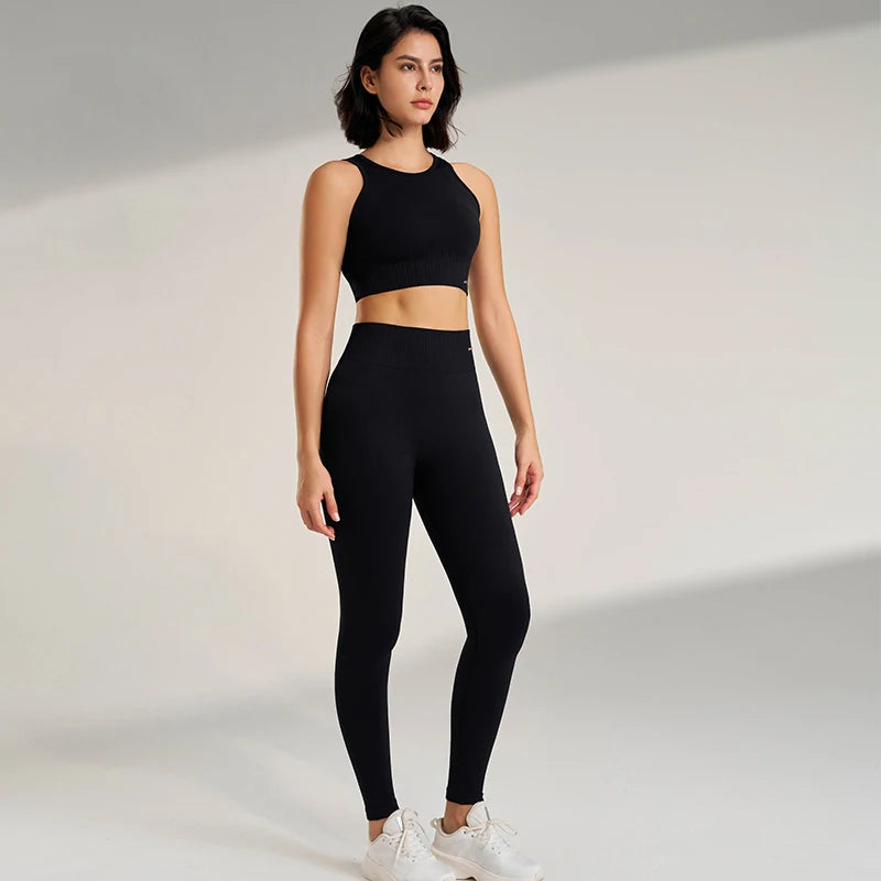 Women's Seamless Yoga Clothing Set – High Waisted Leggings & Top (Plus Size)