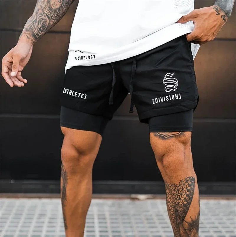 Men’s 2-in-1 Quick-Dry Gym Running Shorts