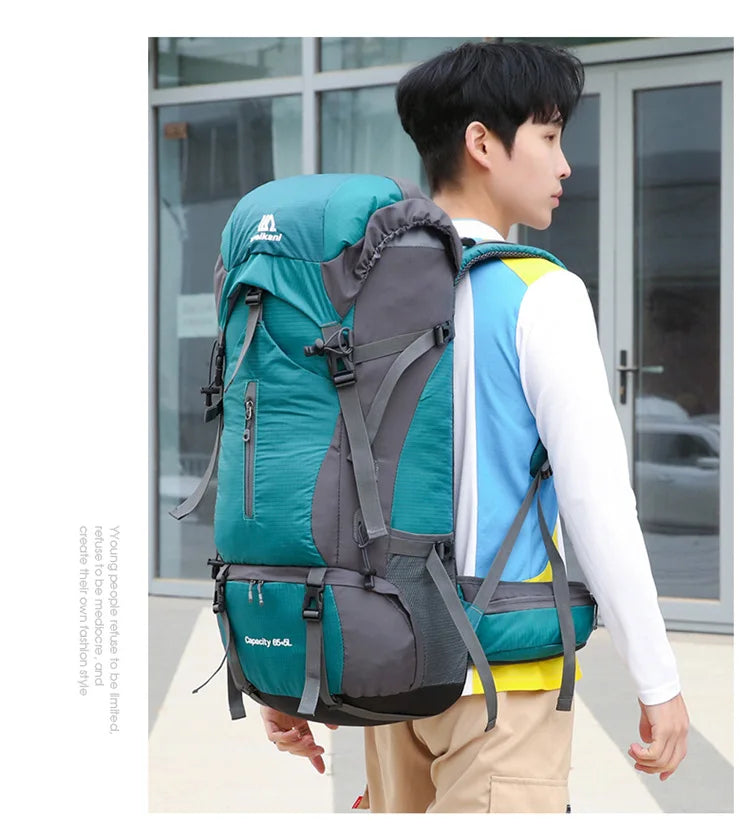 70L Nylon Hiking Backpack with Rain Cover