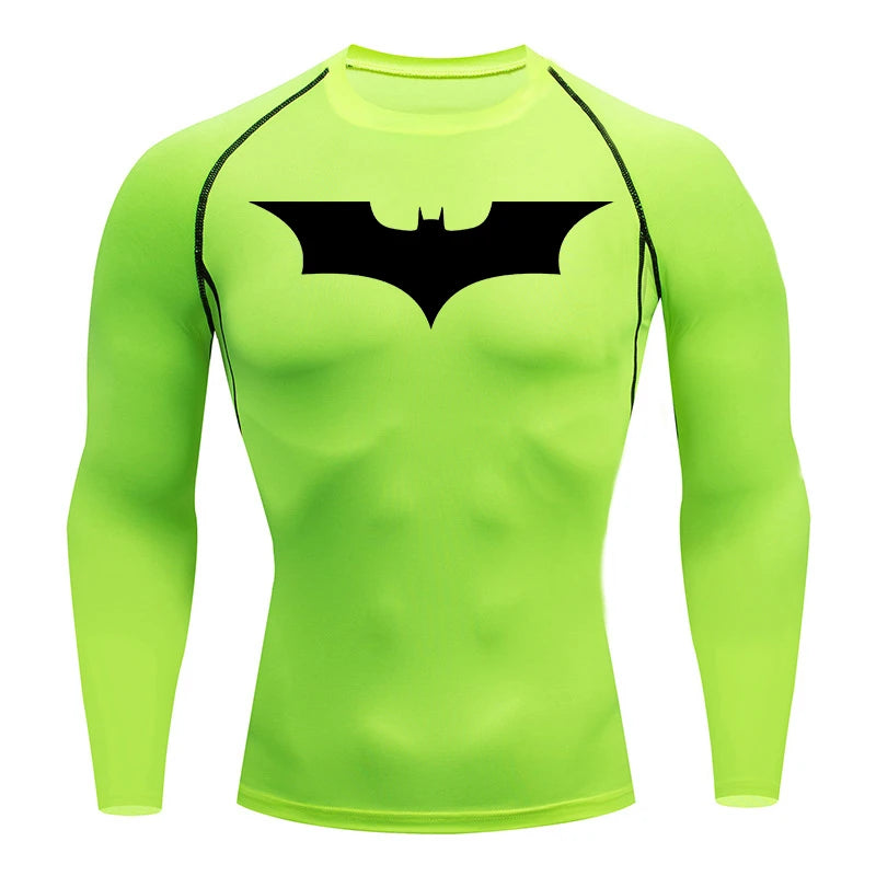 Bat Print Men’s Long Sleeve Compression Shirt | Quick Dry Athletic Rash Guard for Gym & TrainingBat Print Long Sleeve Compression Shirts for Men Gym Workout Running Tees Athletic Quick Dry Tshirts Tops Rash Guard Baselayers
