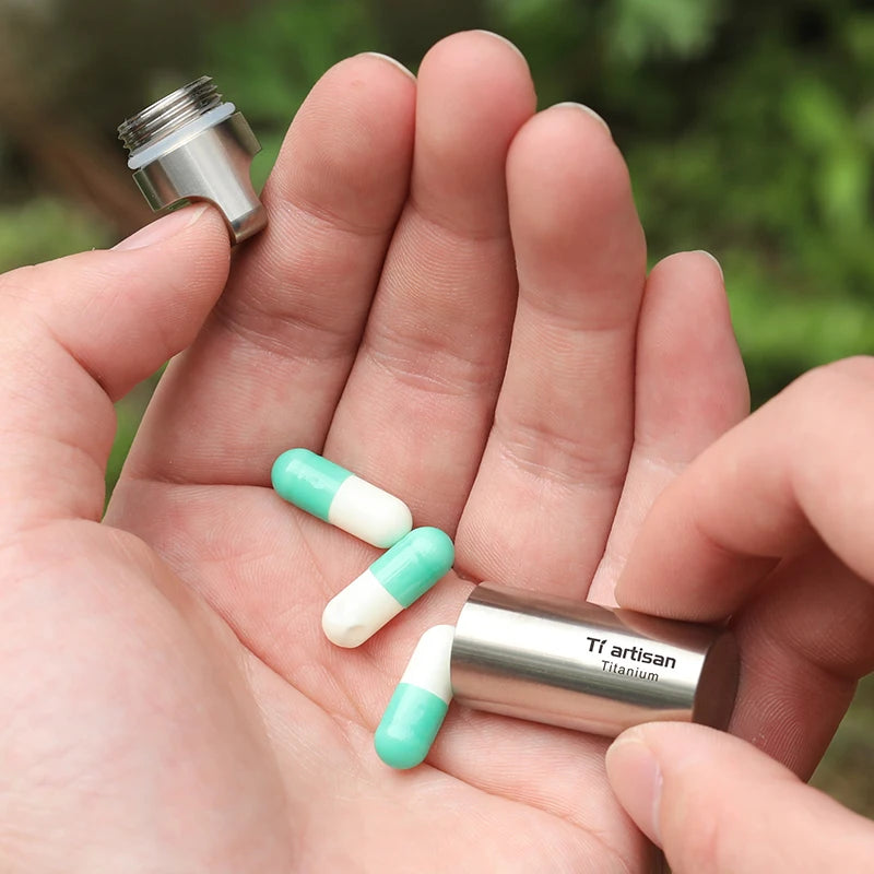 Tiartisan Titanium Mini Waterproof Pill Box Keychain