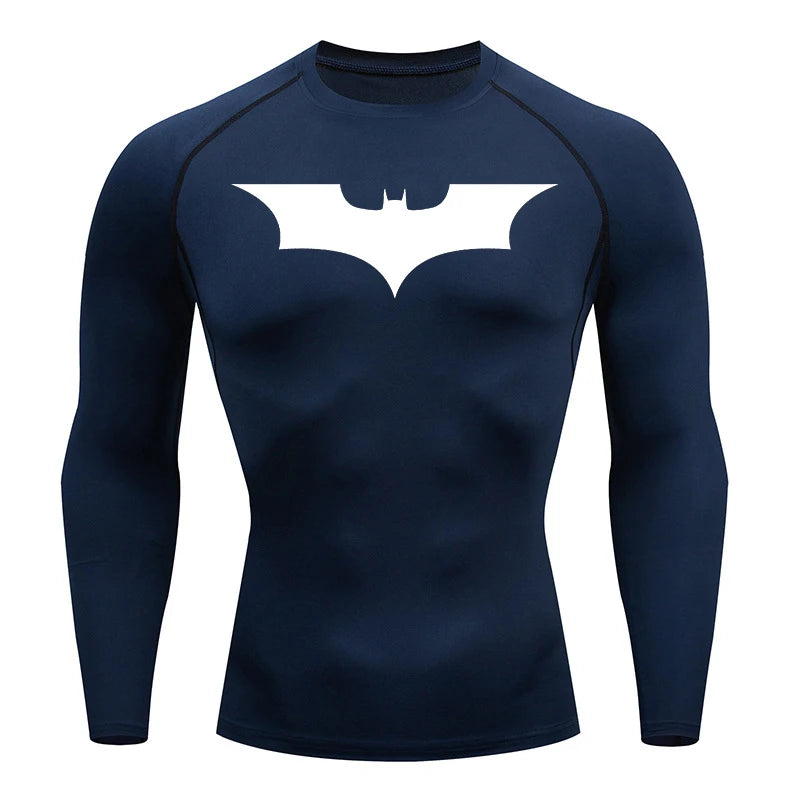 Bat Print Men’s Long Sleeve Compression Shirt | Quick Dry Athletic Rash Guard for Gym & TrainingBat Print Long Sleeve Compression Shirts for Men Gym Workout Running Tees Athletic Quick Dry Tshirts Tops Rash Guard Baselayers