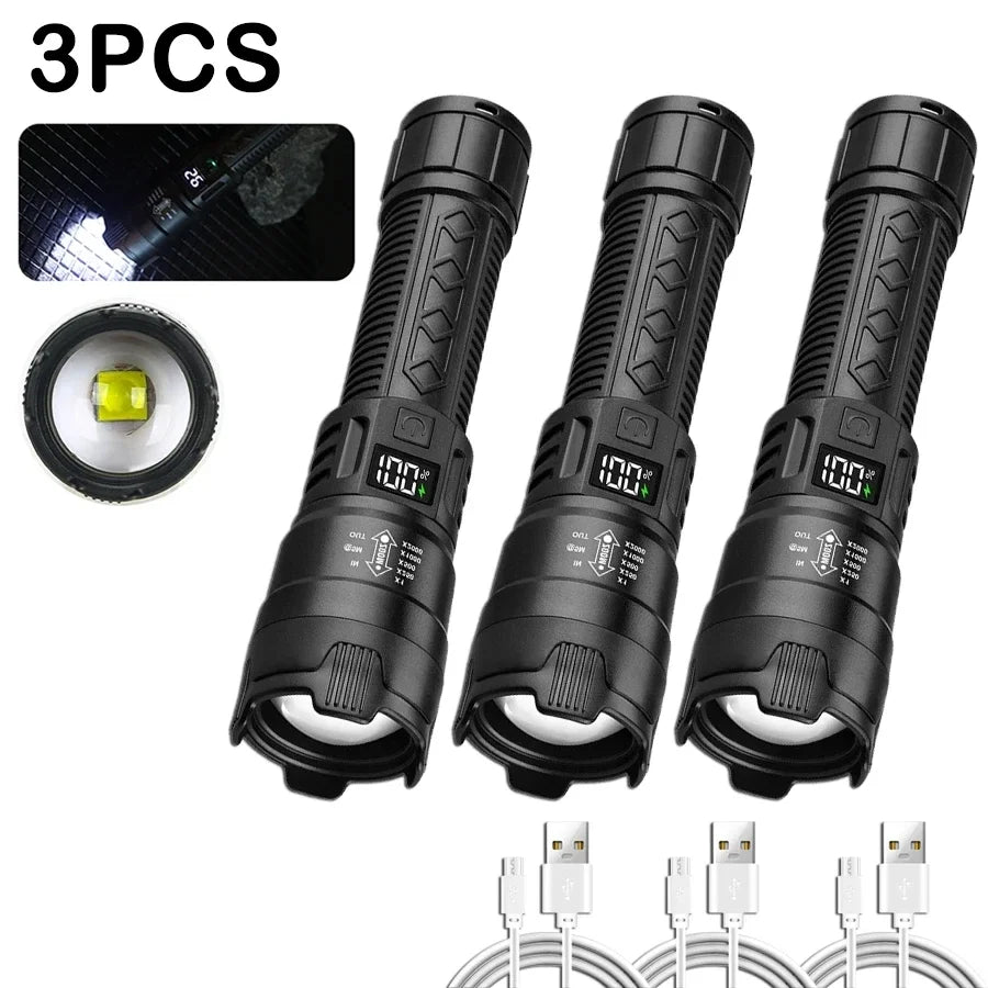 High Power 2000LM LED USB Rechargeable Tactical Flashlight