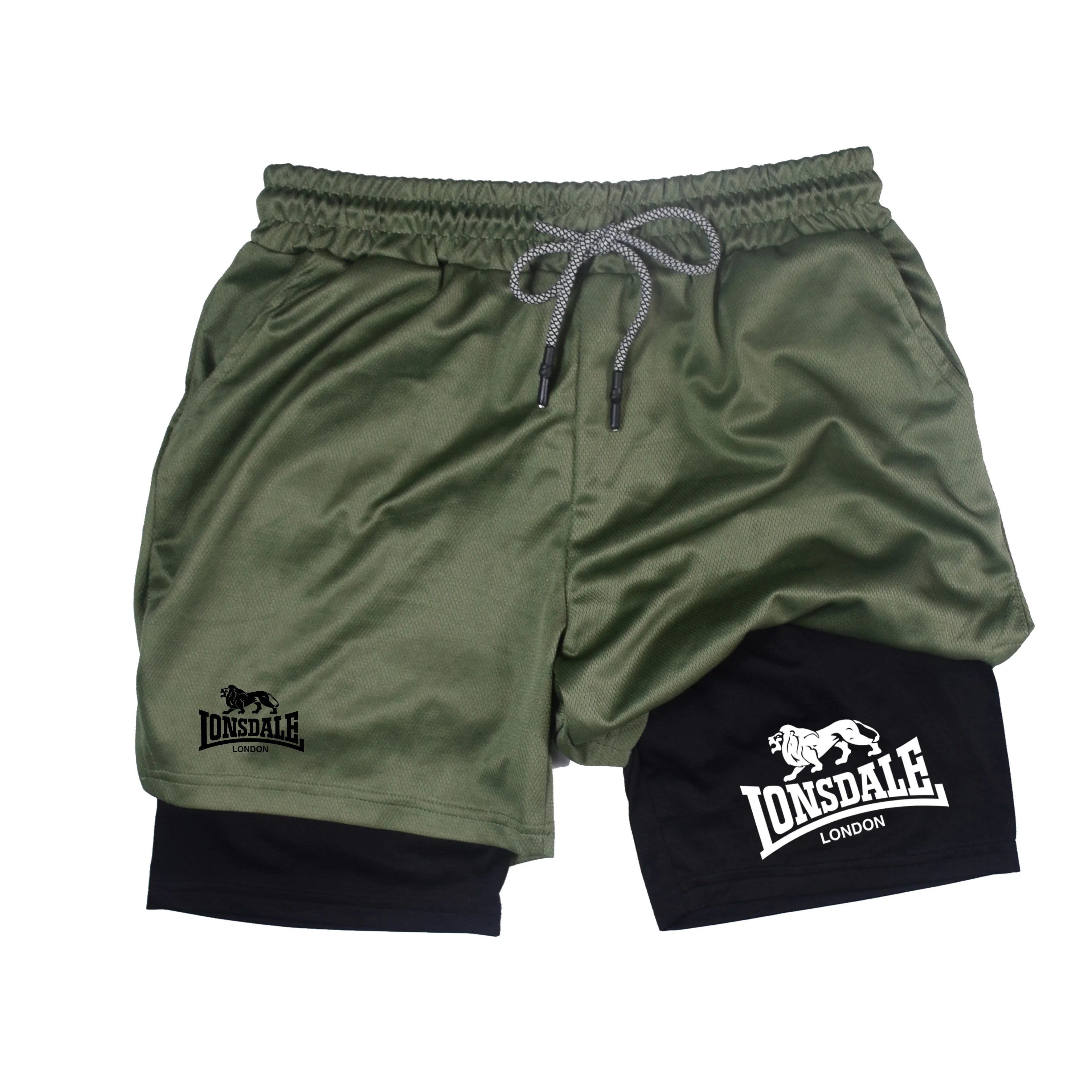 2-in-1 Men's Running Compression Shorts with Phone Pocket