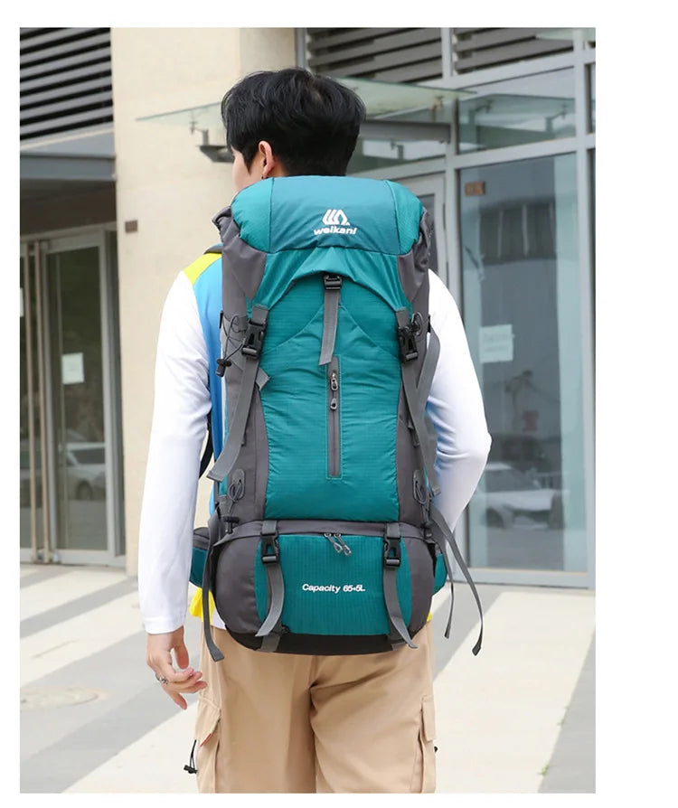 70L Nylon Hiking Backpack with Rain Cover