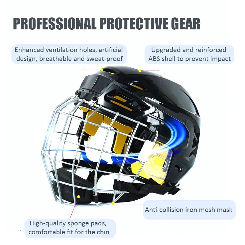 Adjustable Ice Hockey Helmet with Full Face Mask