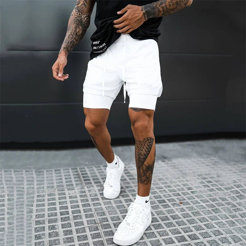 Men’s 2-in-1 Quick-Dry Gym Running Shorts