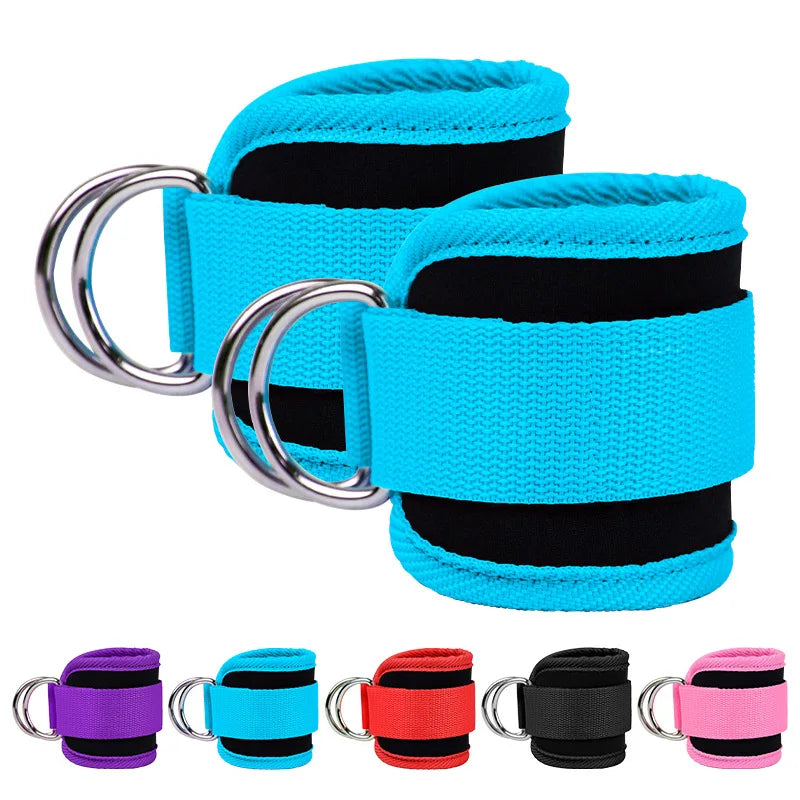 Gym Adjustable Neoprene Ankle Straps with Double D-Ring