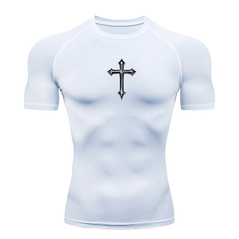 Cross Print Men's Compression Shirt – Christian Athletic Tee