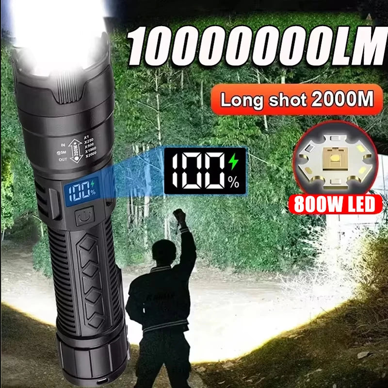 High Power 2000LM LED USB Rechargeable Tactical Flashlight
