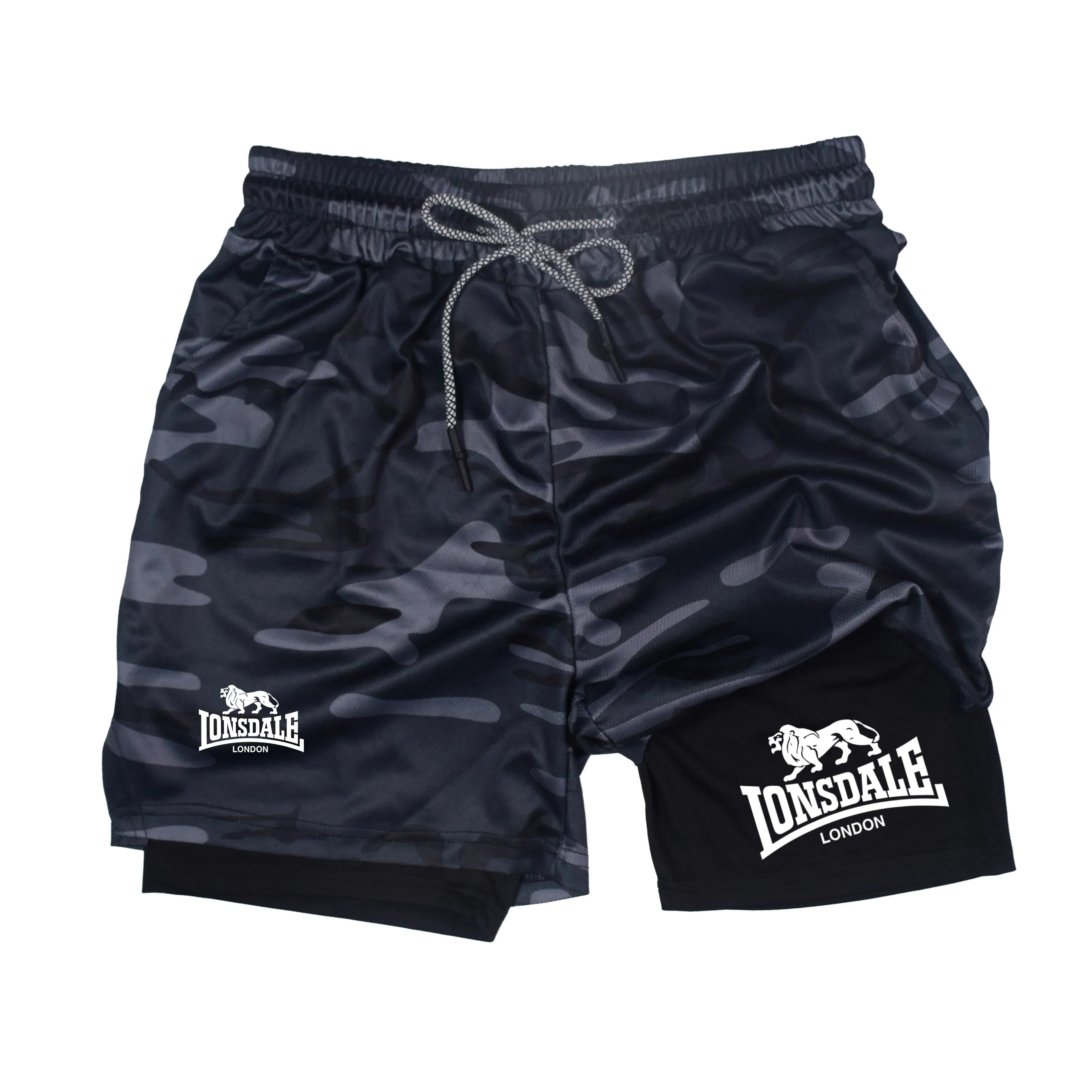 2-in-1 Men's Running Compression Shorts with Phone Pocket