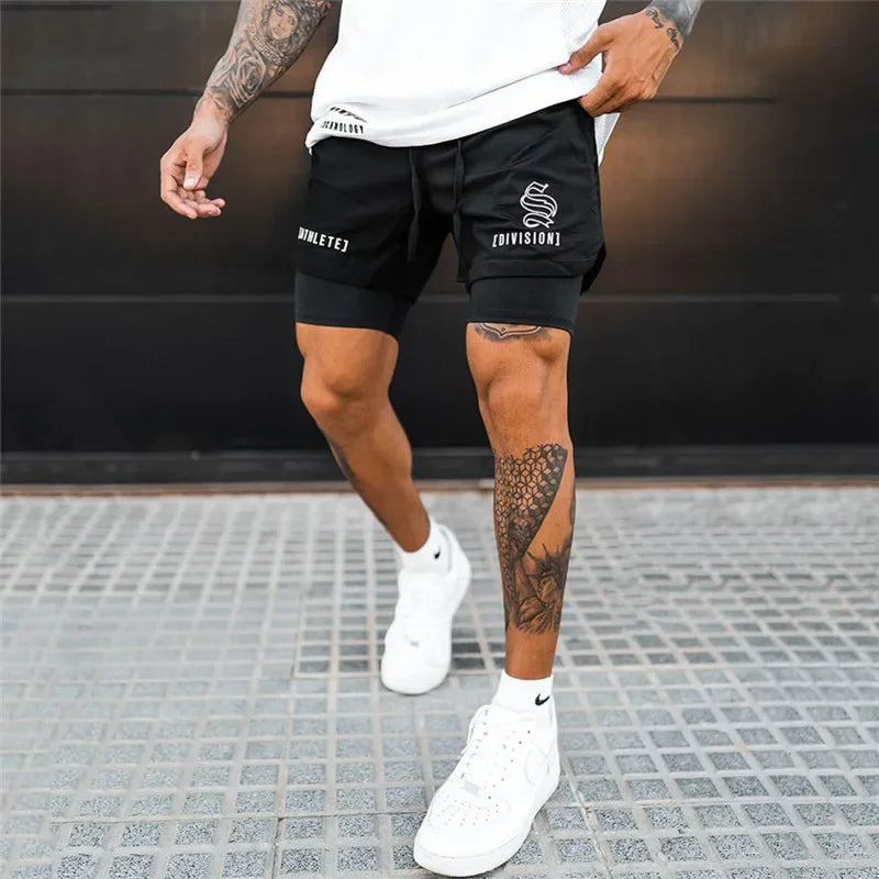 Men’s 2-in-1 Quick-Dry Gym Running Shorts
