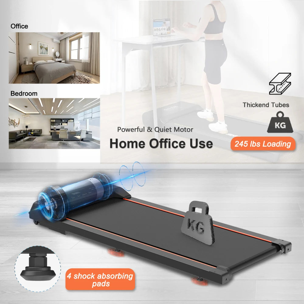 Walking Pad Under Desk Treadmill 2.5HP with LED & Remote