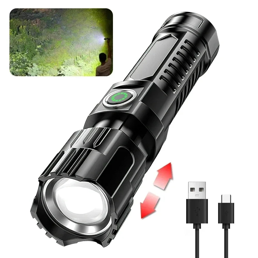 High Power 2000LM LED USB Rechargeable Tactical Flashlight
