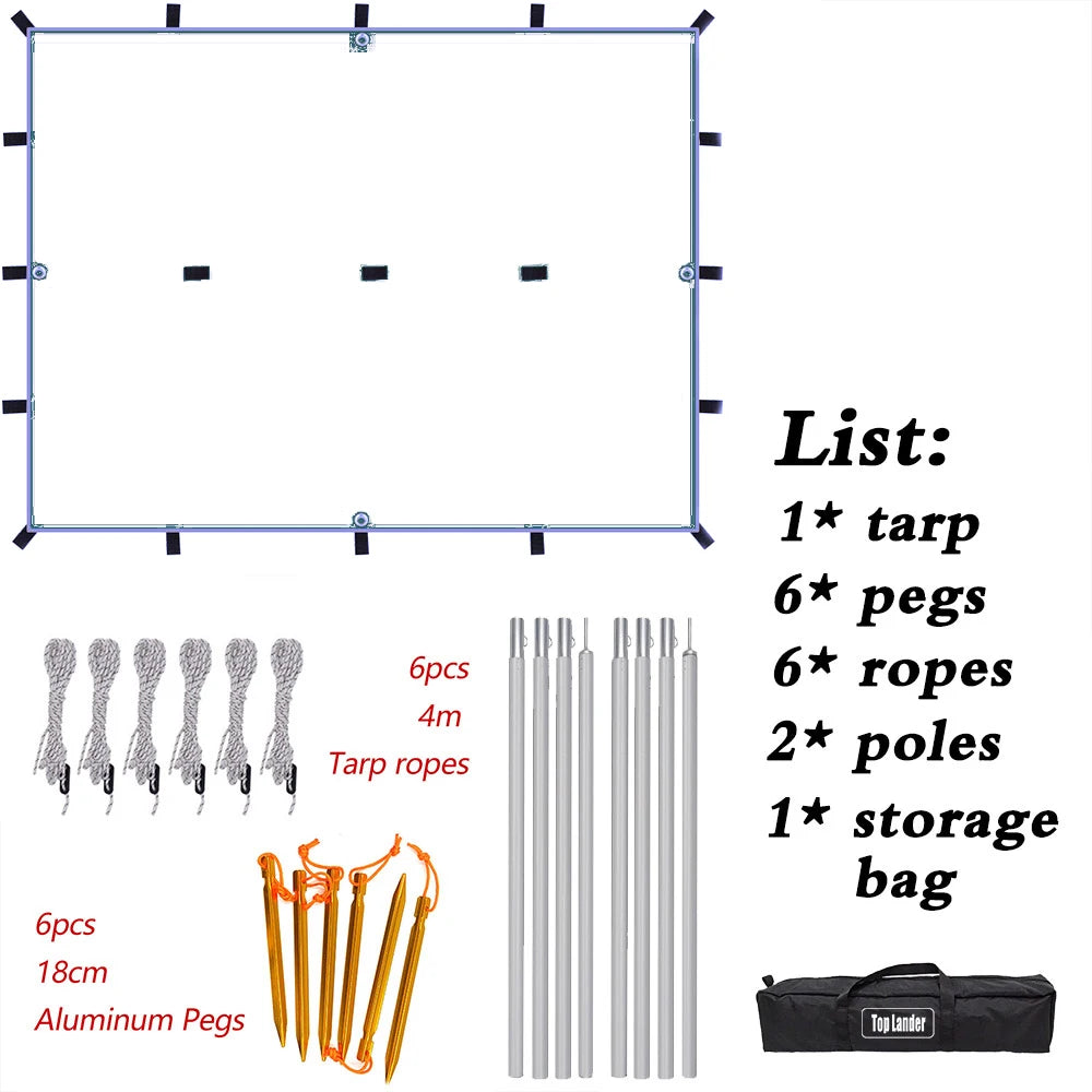 Waterproof Camping Tent Tarp with 19 Hang Points